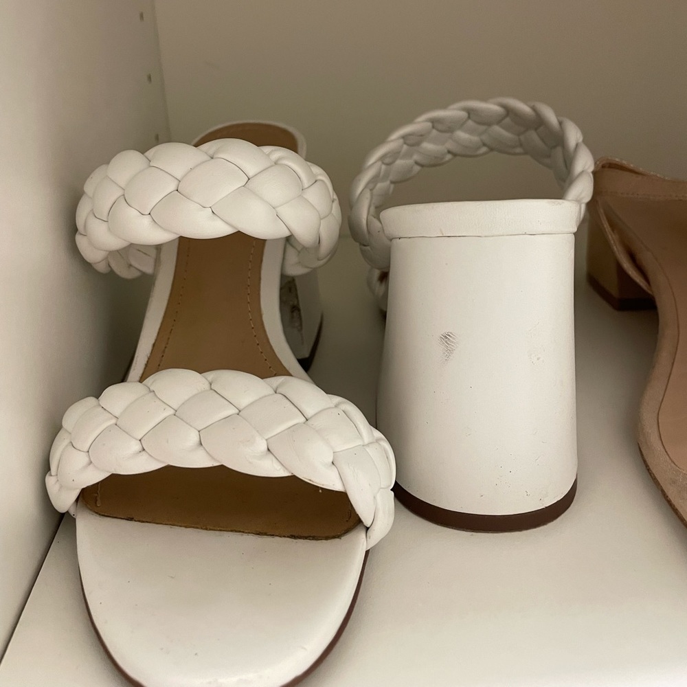 Schutz White Braided Heels